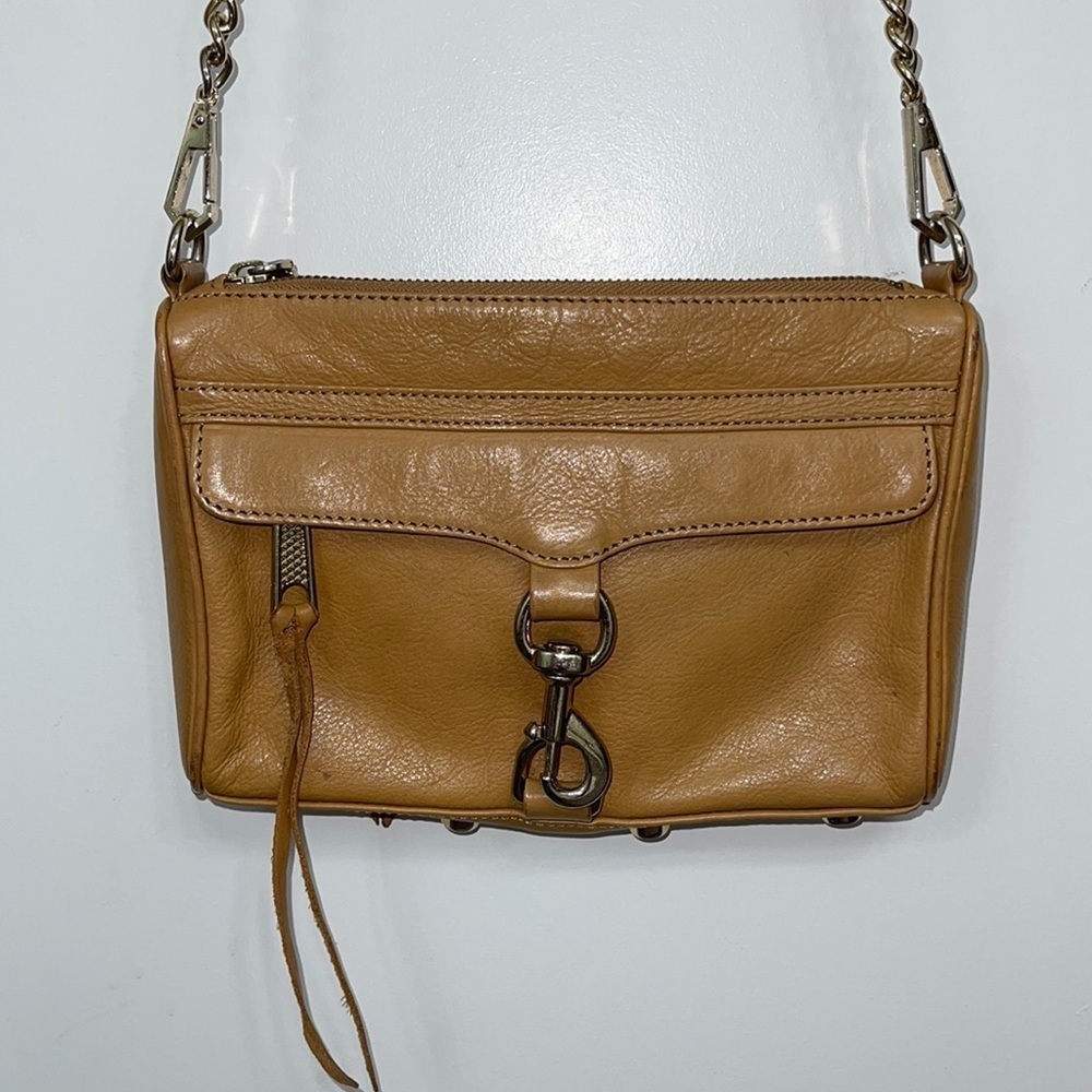 Rebecca Minkoff tan leather crossbody bag small